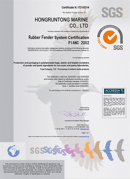 CHINA Hongruntong Marine Co., Ltd. Certificações